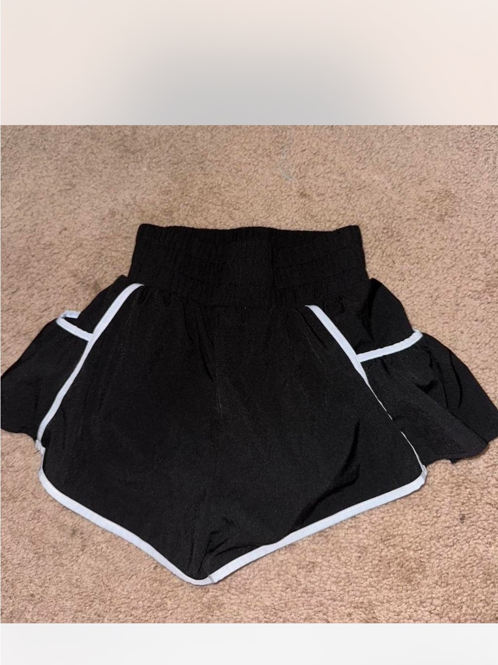 Black High-Waist Athletic Shorts with White Trim